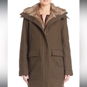 Joie- Tibbie Rabbit Fur-Lined Cotton Twill Jacket size S